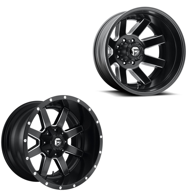 20×9 Fuel D538 Maverick Matte Black Milled 11-UP GM DUALLY SUPER SINGLE Wheels 8 Lug Set of 6 (Fits UP to 12.50 tire)