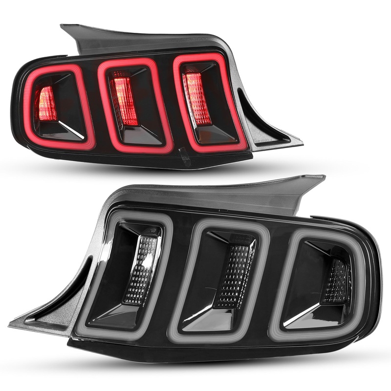 For 2010-2014 Ford Mustang LED Tail Lights – Glossy Black / Clear