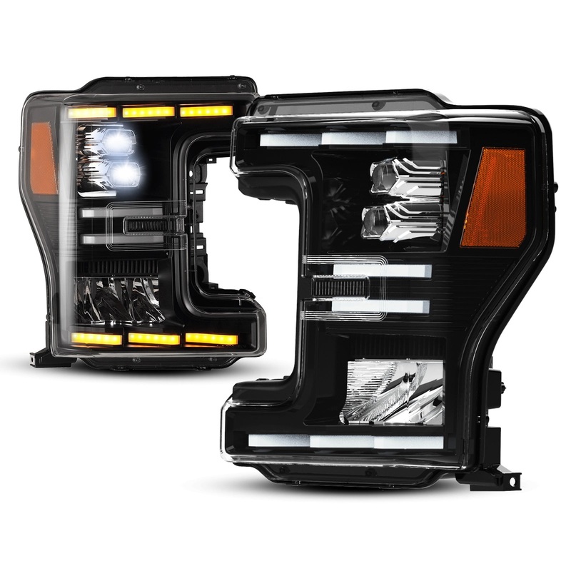 For 2017-2019 Ford F-250 F-350 F-450 F-550 Super Duty Headlights – Black / Clear