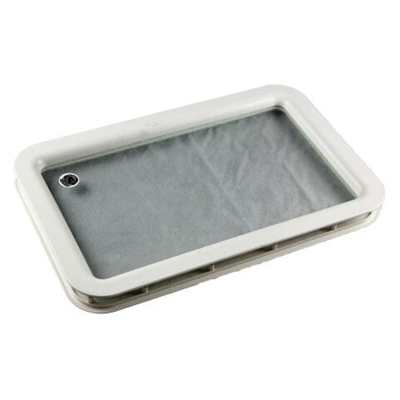 Lippert Components Replacement Inner & Outer Radius RV Entry Door Window Frame, White, with Seal and Glass Compatible with 5th Wheel RVs, Travel Trailers and Motorhomes, Obscure Pane, High-Impact Polystyrene – 363369