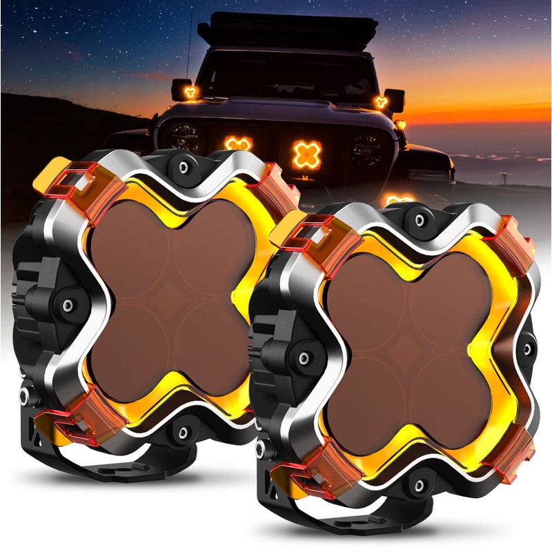 NOVSIGHT Halo Series 6-Inch LED Pod Light w/ DRL Twin Light System Pair Kits