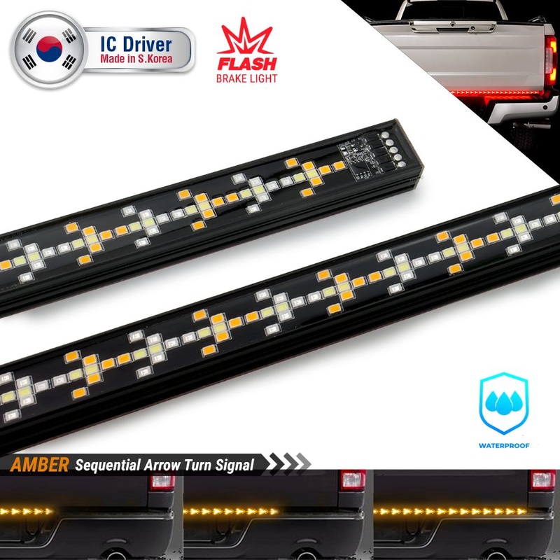 SYNETICUSA 60″ Arrow LED Rigid Tailgate Light Bar w/ Reverse, Running & Turn Signal Light, Brake (Flash)