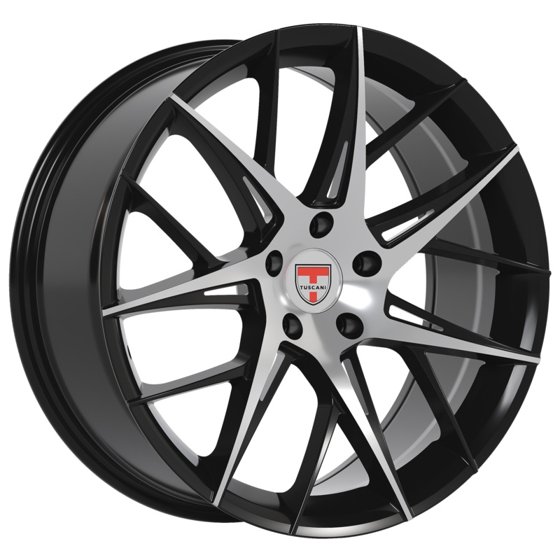 Tuscani 20X8.5 Wheels 208  5X114.3 PCD 35mm Offset Gloss black with Machined face Rims