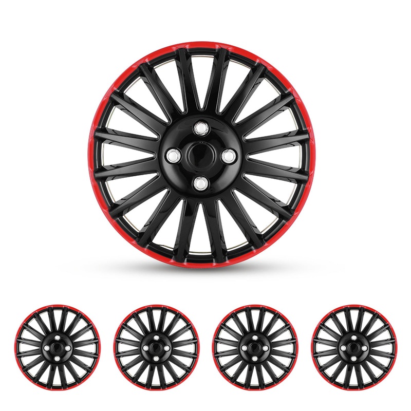 WINJET 16 inch Hubcaps Wheel Covers 5019 – Black & Red Lacquer