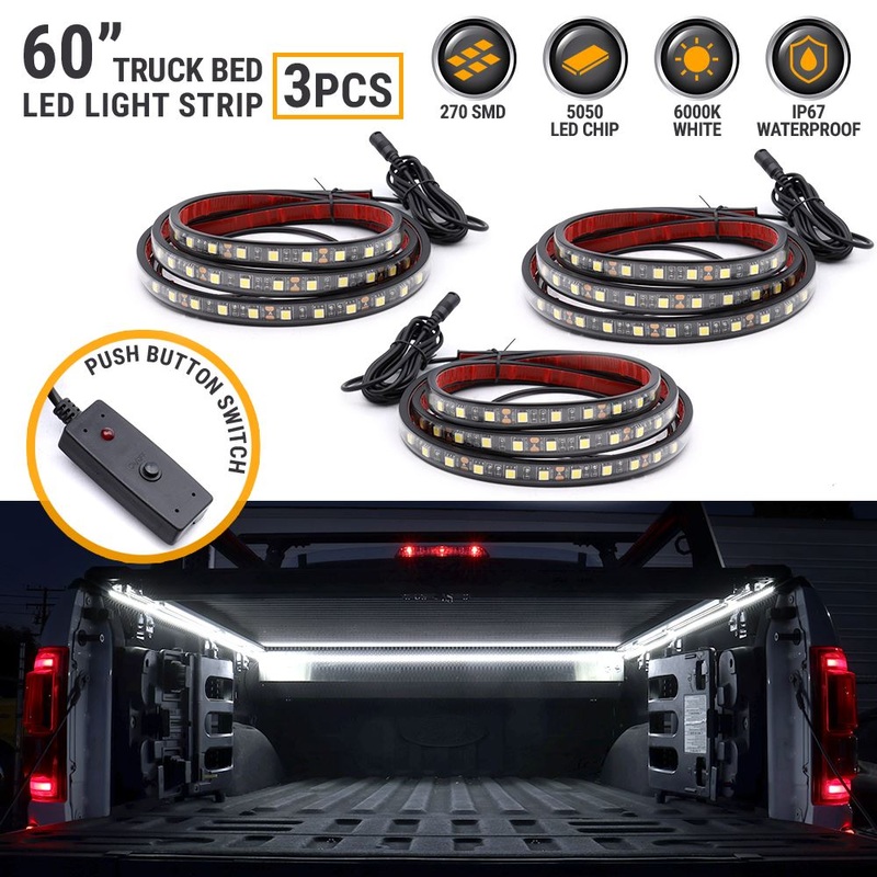 SYNETICUSA 60″ Universal Fit Truck Bed Waterproof LED Lighting Strip Kit (White LED)