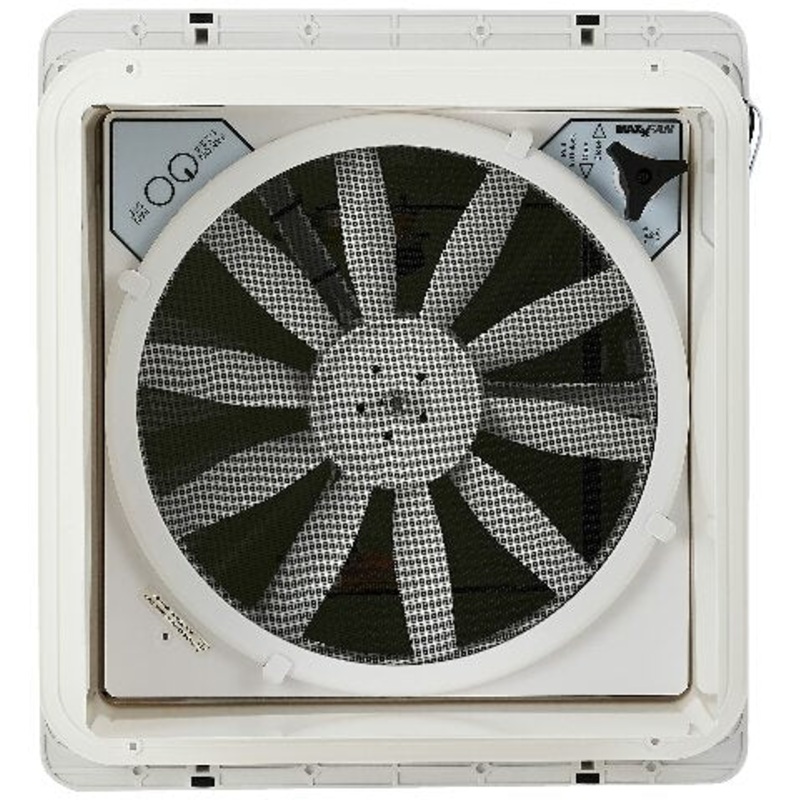 Maxxair Original Maxxfan – Vent, Fan & Rain Protection All-in-One, High Powered 4-Speed Exhaust Only Fan, Manual Knob Control, 14″x14″, Smoke (00A04401K)