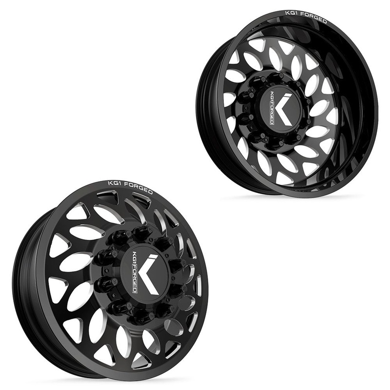 22×8.25 KG1 Forged KD007 Lotus Gloss Black Premium Milled 99-04 FORD DIRECTIONAL DUALLY Wheels 8×170 Set of 6 (Lug Nuts/Adapters Included) Fits UP to 13.50 tire