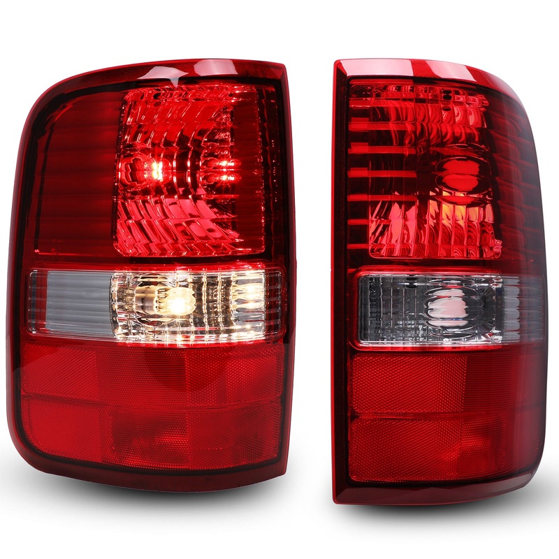 For 2004-2008 Ford F-150 Styleside Model OEM Tail Lights – Chrome / Red Lens