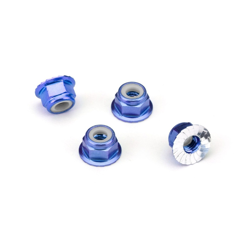 Traxxas Nuts 4mm Flanged Lock Blue