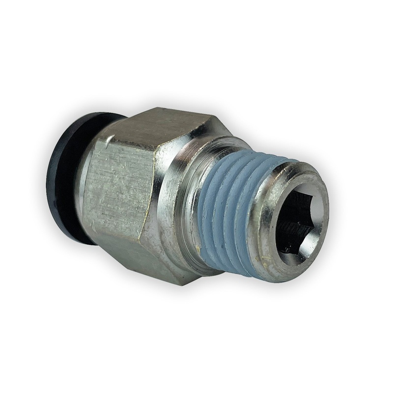 Haltec B38-02M Straight 3/8 inch Push Connect Hex Male Fitting, Nickel Plated Brass for Haltec Automatic Tire Inflation Systems – available in multiple quantities