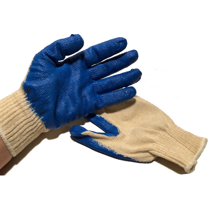 Liberty Glove Blue Palm Heavy Duty Latex Dipped White Stretch Knit Work Gloves