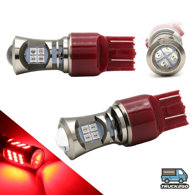 SYNETICUSA 7443 / 7440 Turn Signal – Brake LED Projector Light Bulbs (Red)