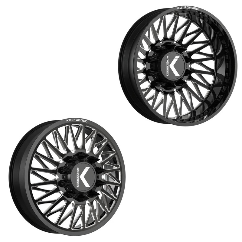 24×8.25 KG1 Forged KD054 Glaze Gloss Black Milled FORD/DODGE DIRECTIONAL DUALLY Wheels 10×225 Set of 6 (Lug Nuts/Adapters Included) Fits up to 13.50 tire