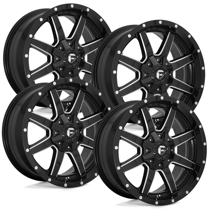 Fuel Maverick D610 Milled with Gloss Black Finish Aluminum Chevy / GMC SRW Wheel Kit (8×180)