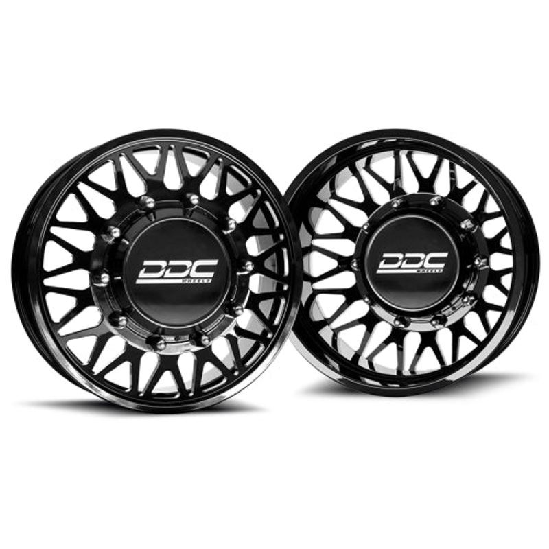 20×8.25 DDC Mesh Black Milled FORD F-450/F-550 DODGE 4500/5500 FORGED DUALLY Wheels 10×225 Set of 6 (Lug Nuts AND Billet Lug Covers Included) Fits UP to 12.50 tire
