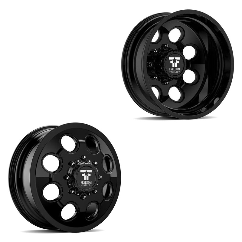 22×8.25 Freedom Forged FF01 Founder Gloss Black 05-UP FORD 19-UP DODGE DUALLY Wheels 8×200 Set of 6 (Fits UP to 12.50 tire)
