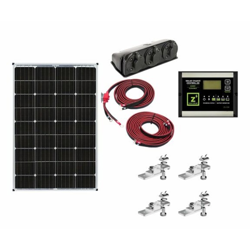 Zamp Solar Legacy Series 115-Watt Roof Mount Solar Panel Kit with Digital Charge Controller. Durable Off-Grid Solar Power Compatible with RV Battery Charging – KIT1003