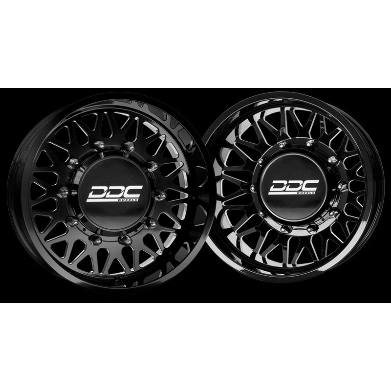 22×10 DDC Mesh Blk 05-UP FORD FORGED DUALLY SINGLE Wheels 8 Lug Set of 6 (Lug Nuts AND Billet Lug Covers Included) Fits UP to 12.50 tire