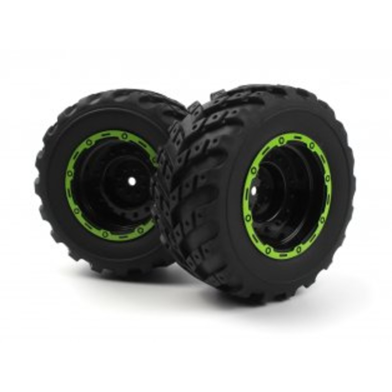 BlackZon Smyter MT Wheels/Tires Assembled (Black/Green)