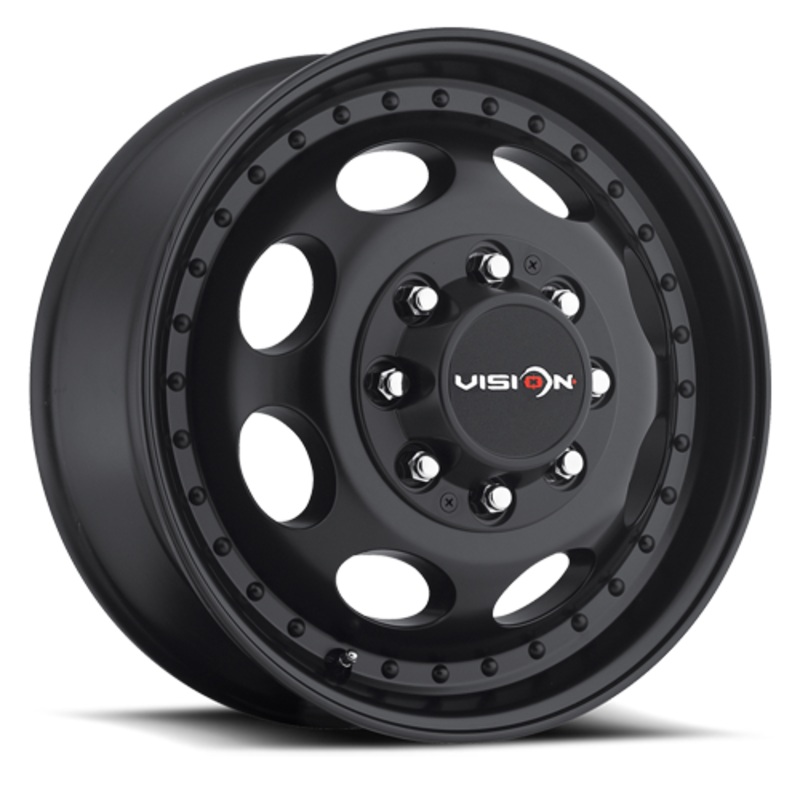 19.5×6.75 Vision Machined Matte Black Front 8×170 1998-2004 F350/No Rivets