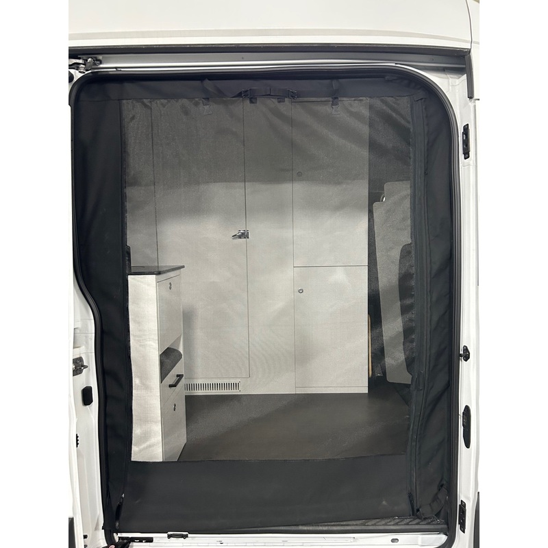 Magnetic Side Door With Weather and Bug Shield For Mercedes Sprinter Vans With Adjustable openings