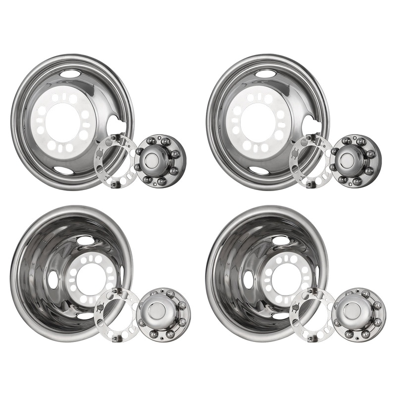 WINJET 16″ 8 lugs 4 Hand Holes Dually Wheel Simulators for 1988-2000 Chevy GMC 3500/1987-1997 Ford F350/1994-1999 Dodge Ram/2008-2025 Ford E350 E450 Van