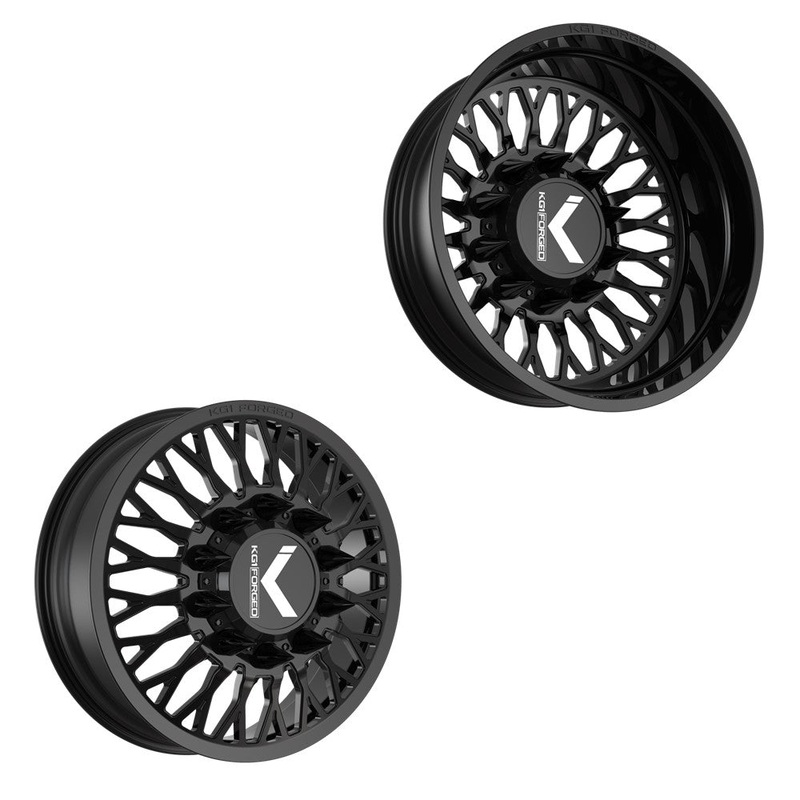 24×8.25 KG1 Forged KD049 Jacked-D Gloss Black PRE-11 GM PRE-19 DODGE DUALLY Wheels 8×6.5 Set of 6 (Lug Nuts/Adapters Included) Fits UP to 13.50 tire