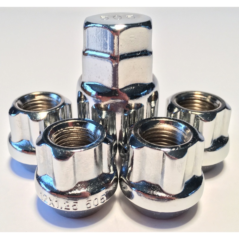 Chrome Bulge Acorn 12×1.25 Open End Wheel Lock Kit Fits Nissan