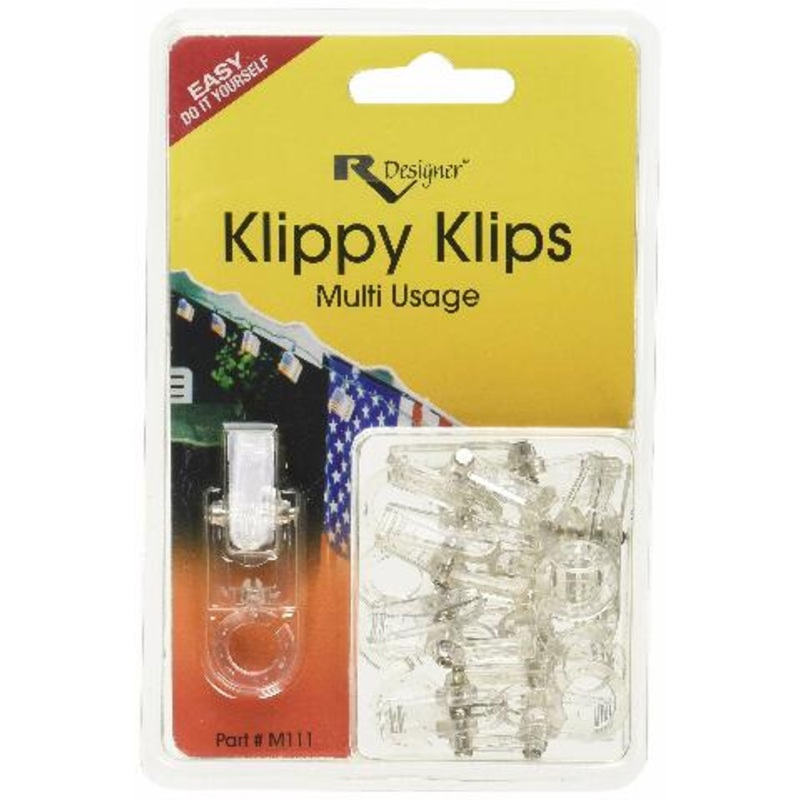 RV Designer M111, Klippy Klips Awning Clips, Light Hangars, 10 Per Pack,Clear