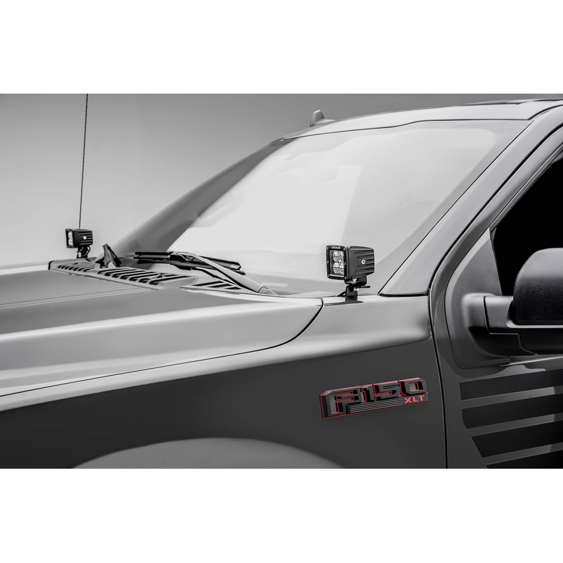 ZROADZ Z365711-KIT2 Black Mild Steel Hood Hinge LED Kit Fits 2018-2023 Ford F-150