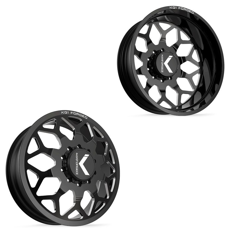 24×8.25 KG1 Forged KD016 Luxor Black Milled FORD F-450/F-550 DODGE 4500/5500 DUALLY Wheel 10×225 Set of 6 (Fits UP to 12.50 tire)