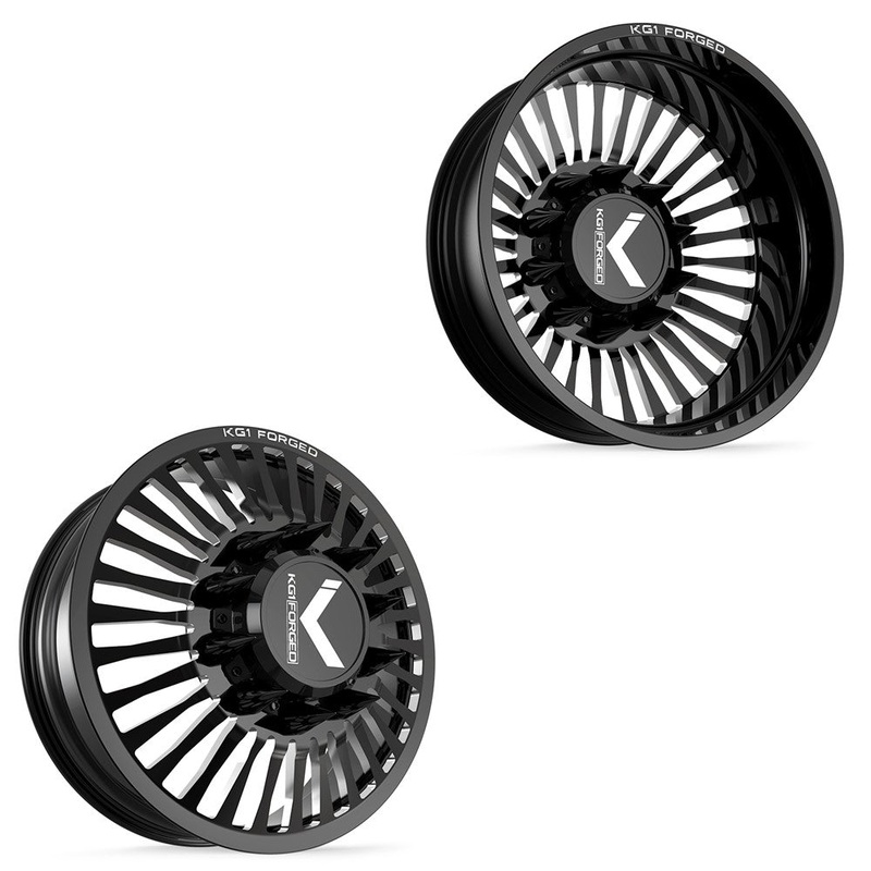 26×8.25 KG1 Forged KD051 Vegas Gloss Black Premium Milled PRE-11 GM PRE-19 DODGE DUALLY Wheel 8×6.5 Set of 6 (Lug Nuts/Adapters Included) Fits UP to 13.50 tire