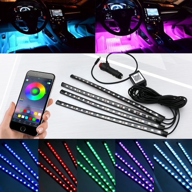 SYNETICUSA 12″ RGB Multi-Color Interior Bluetooth iPhone Remote Control LED Light Bar