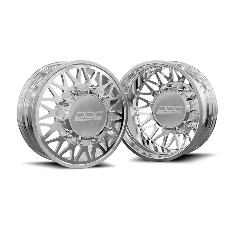 22×8.25 DDC Mesh Polished PRE-11 GM PRE-19 DODGE PRE-99 FORD FORGED DUALLY Wheels 8×6.5 Set of 6 (Lug Nuts AND Billet Lug Covers Included) Fits UP to 12.50 tire