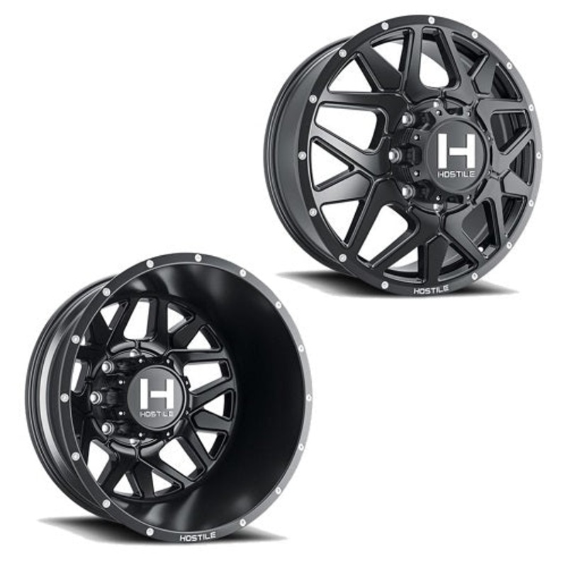 22×8.25 Hostile H402 Diablo 05-UP FORD 19-UP DODGE DUALLY Wheel 8×200 Set of 6 (Fits UP to 12.50 tire)
