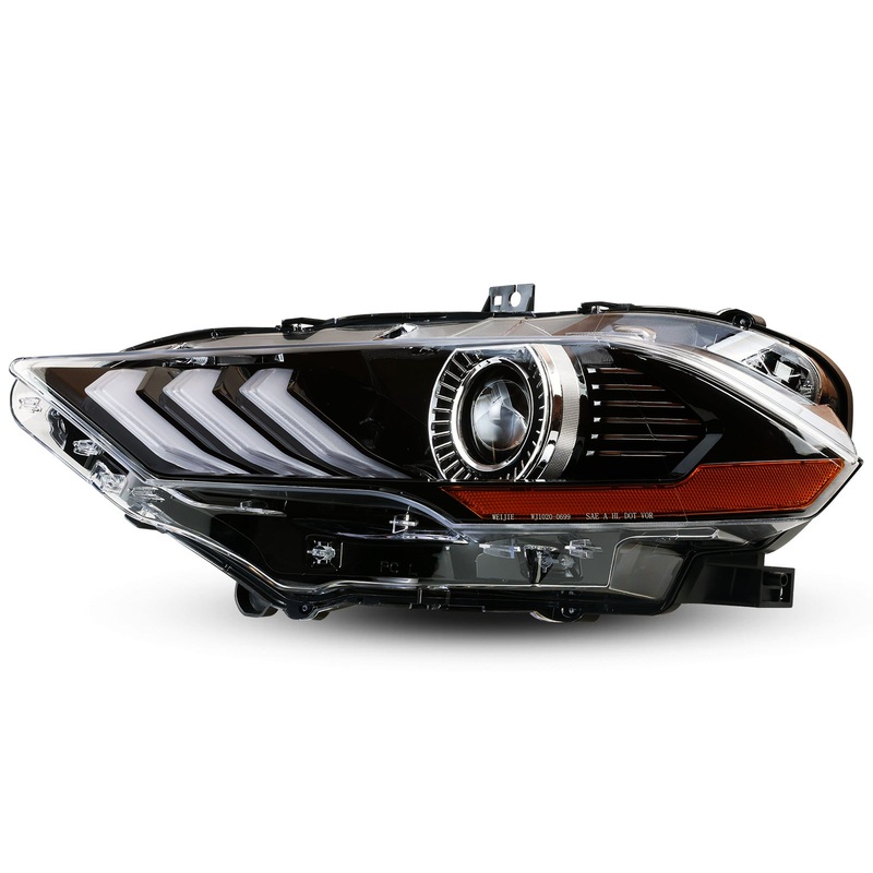 LED Head Lights for 2018-2023 Ford Mustang Coupe & Convertible Only Left Side Headlights for Ford Mustang Coupe & Convertible Glossy Black/ Clear Lens