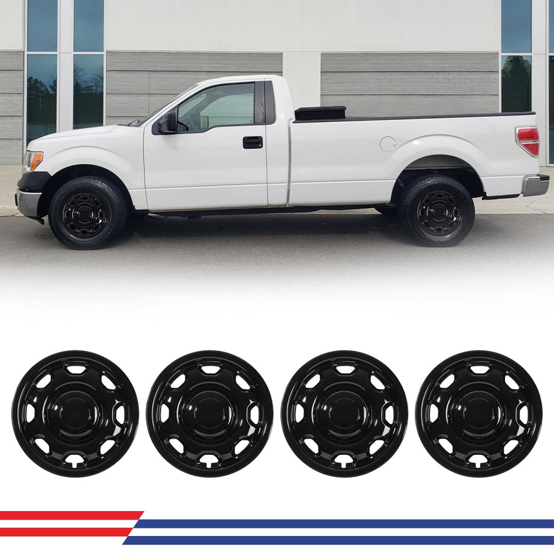 WINJET 17′ Hubcaps Wheel Rims Cover for 2010-2025 Ford F-150 XL model – Black Lacquer
