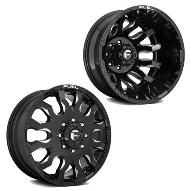 20×8.25 D673 Fuel Blitz Black Milled PRE-19 DODGE DUALLY Wheels 8×6.5 Set of 6 (Fits UP to 12.50 tire)