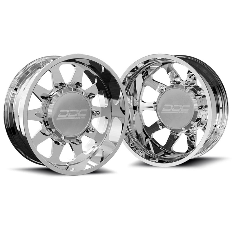 22×8.25 DDC The Ten Polished 99-04 FORD FORGED DUALLY Wheels 8×170 Set of 6 (Lug Nuts/Billet Lug Covers Incl) Fits UP to 12.50 tire