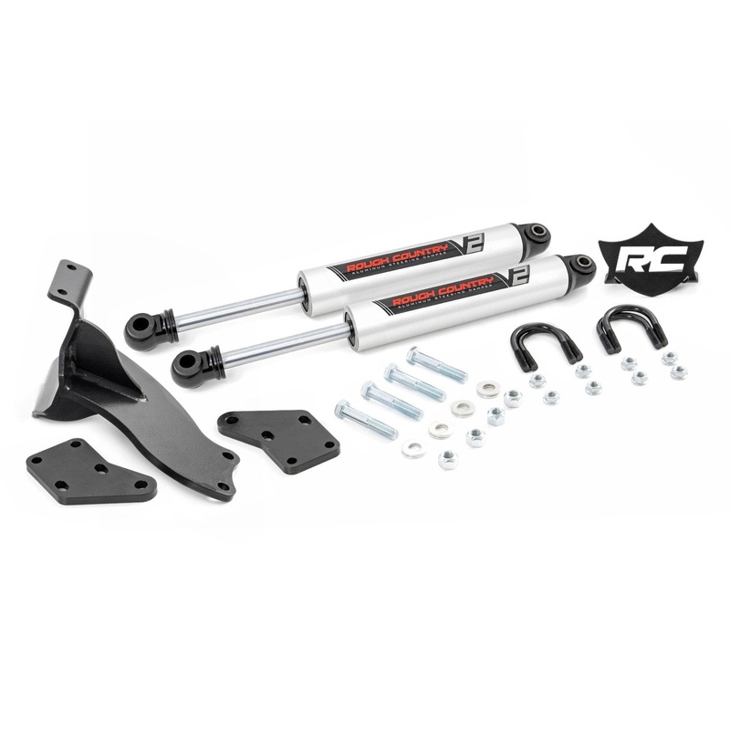 Rough Country V2 Steering Stabilizer Dual 2.5-8 Inch Lift Fits Dodge Ram 3500 4WD 2013-2024