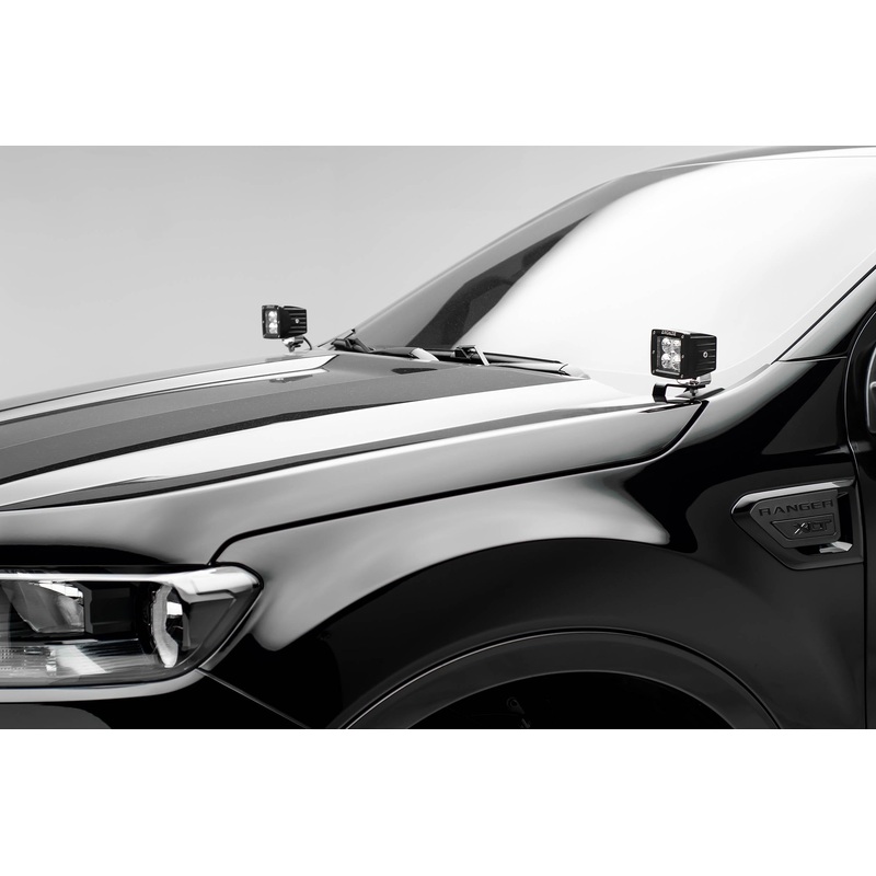 ZROADZ Z365821-KIT2 Black Mild Steel Hood Hinge LED Kit Fits 2019-2023 Ford Ranger
