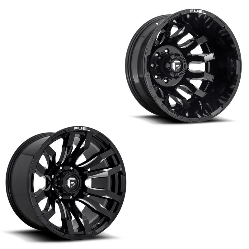 20×10 Fuel D673 Blitz Gloss Black Milled 11-UP GM DUALLY SUPER SINGLE Wheels 8 Lug Set of 6 (Fits UP to 12.50 tire)
