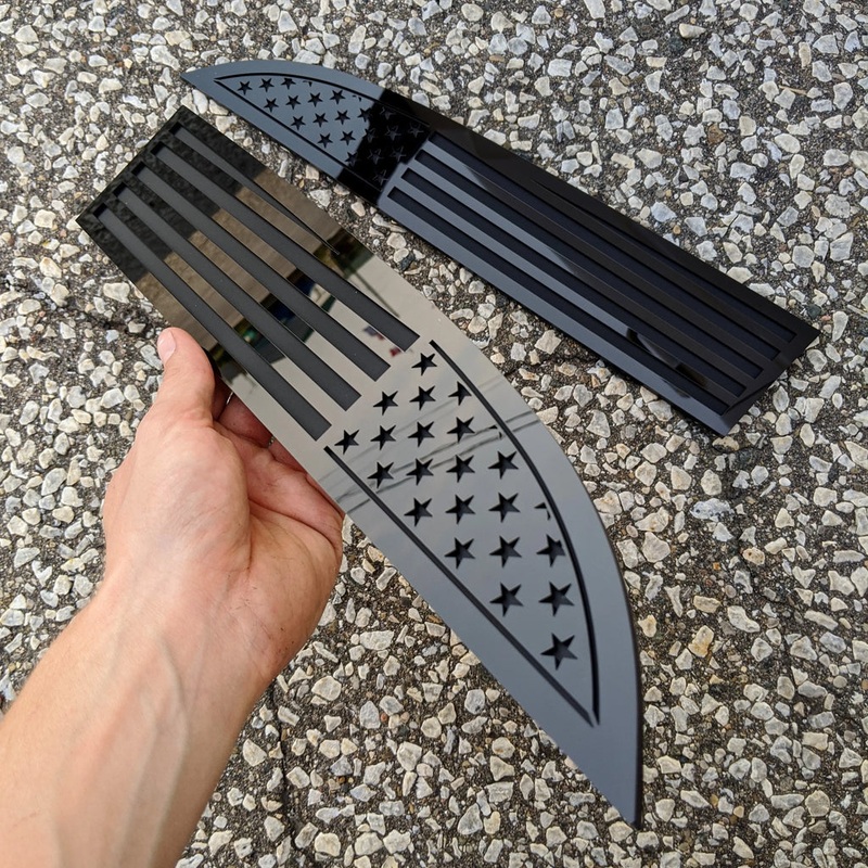 Ikonic 2011-2016 Ford SuperDuty American Flag Fender Badge Set – Black on Matte Black