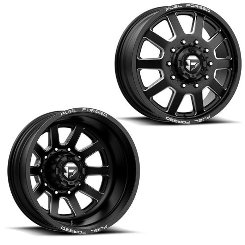 20×8.25 FF09D Fuel Forged Matte Blk Mil FORD F-450/F-550 DODGE 4500/5500 DUALLY Wheels 10×225 Set of 6 (Fits UP to 12.50 tire)