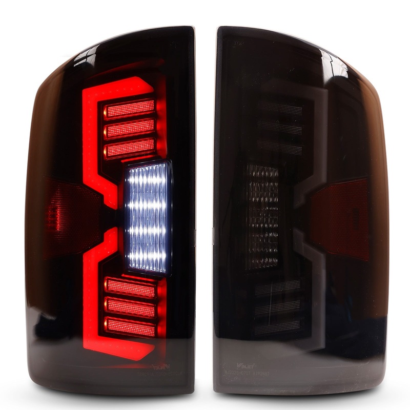 For 2002-2006 Dodge Ram 1500 2500 3500 LED Tail Lights – Matte Black/Gray