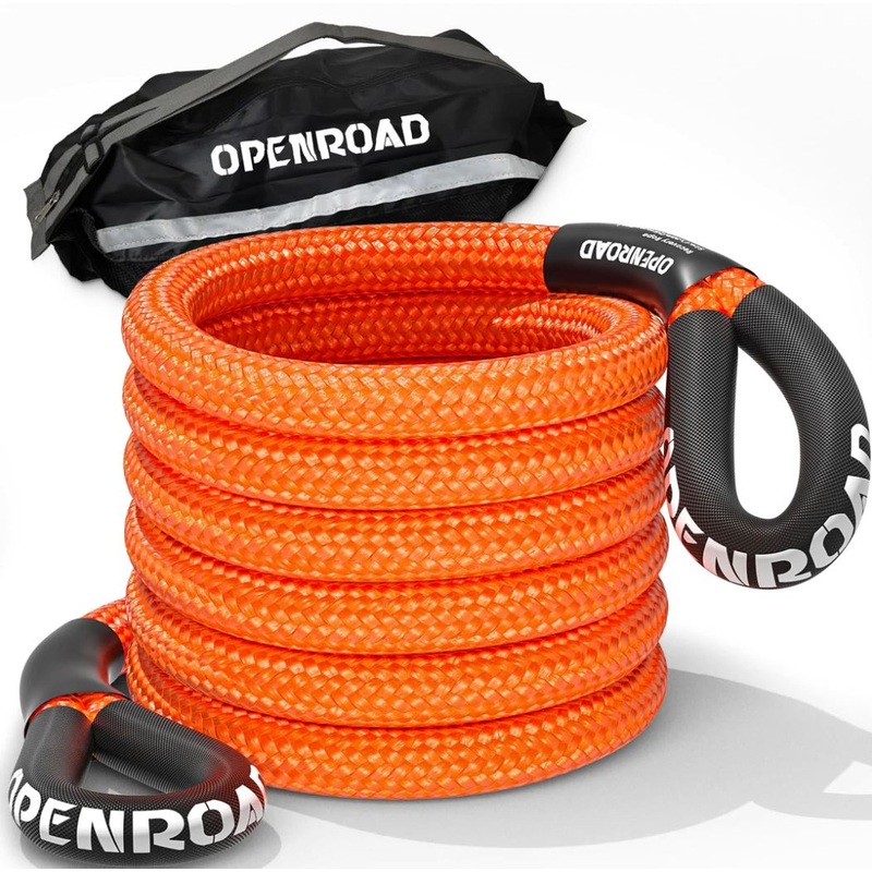 OPENROAD 1″ x 30′ 36,000 LBS Kinetic Recovery Tow Rope ( Black / Orange)