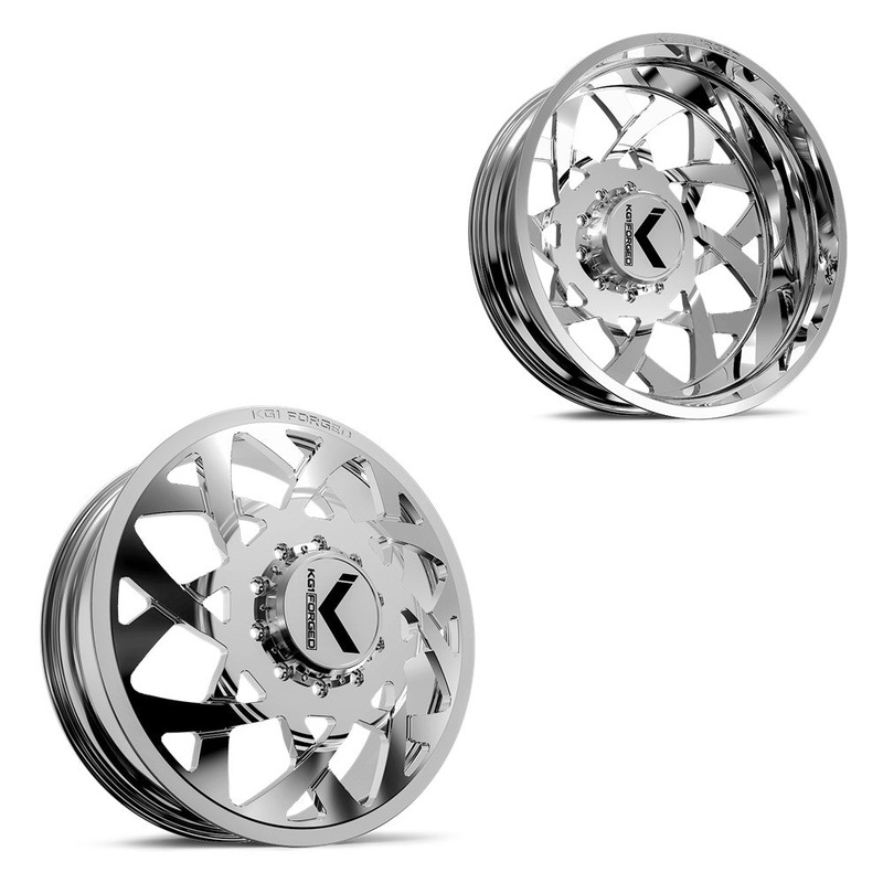 24×8.25 KG1 Forged KD008 Orbital Polished 11-UP GM DUALLY Wheels 8×210 Set of 6 (Fits UP to 12.50 tire)