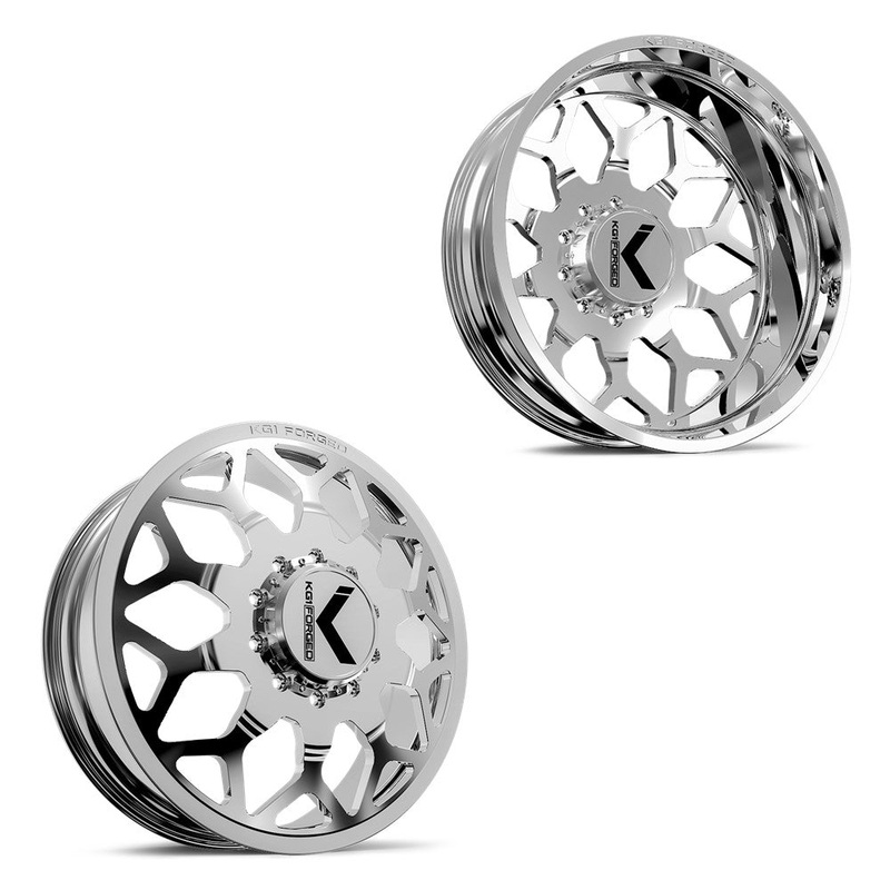 24×8.25 KG1 Forged KD016 Luxor Polished 05-UP FORD 19-UP DODGE DUALLY Wheels 8×200 Set of 6 (Fits UP to 12.50 tire)