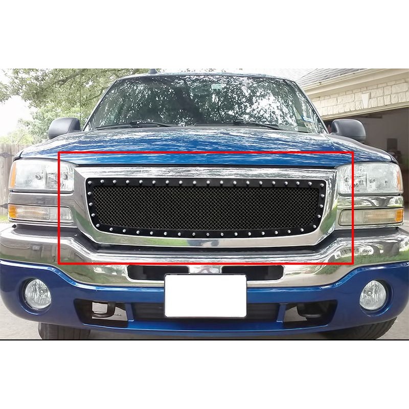 APS GR07LEA56H Main Upper Rivet Grille Fits 2003-2006 GMC Sierra 1500