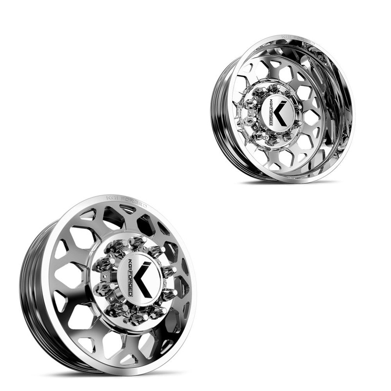 24×8.25 KG1 Forged KD006 Blitz Polished FORD F-450/F-550 DODGE 4500/5500 DUALLY Wheels 10×225 Set of 6 (Lug Nuts/Adapters Included) Fits UP to 13.50 tire